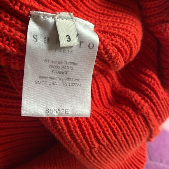 Beautiful Sandro Paris red cable knot cropped sweater. - Picture 5 of 8